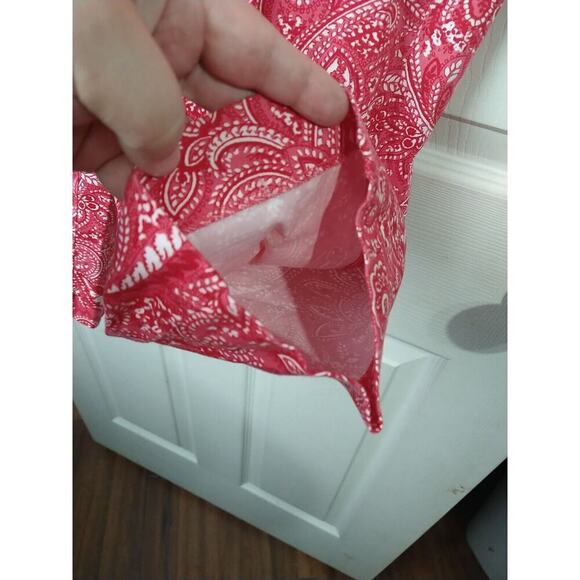 Talbots Woman 8 Pants Cropped Heritage Pink Paisley Side Zip Straight Leg - Picture 6 of 8